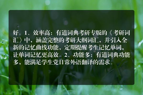 有道词典的考研必备词汇怎么样
