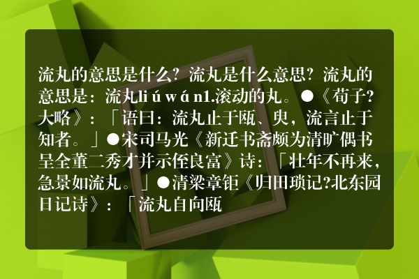 流丸的意思是什么？流丸是什么意思？
